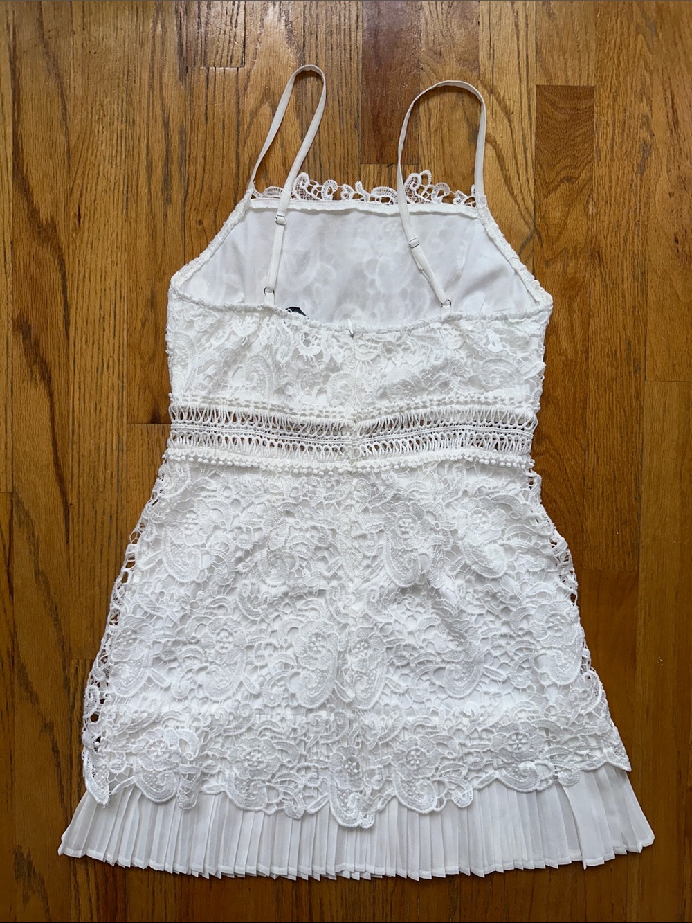 White Lace Spaghetti Strap Mini Dress - Picture 3 of 5